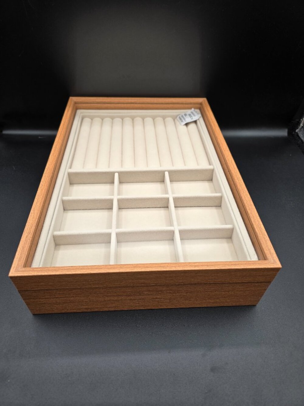 NIB Kloud City Wood Jewelry Organizer 2 Tray Stackable Velvet Display - Picture 4 of 8
